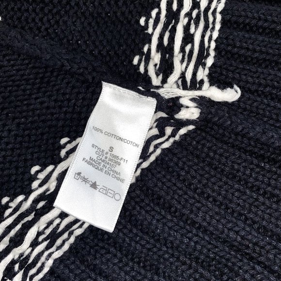 ABBIE MAGS Women's Christmas Knit Sweater Front Zip Tasseled Black/Red Size S/P - Picture 13 of 13